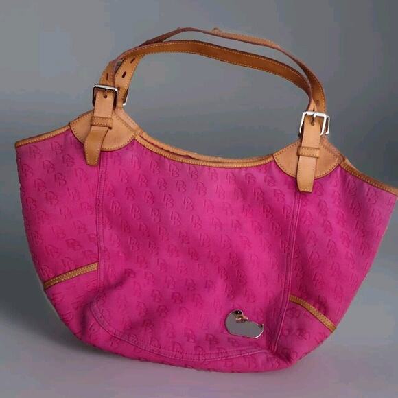 Dooney &‎ Bourke Pink Nylon Shopper Large Shoulder Bag - F6 - Picture 1 of 12